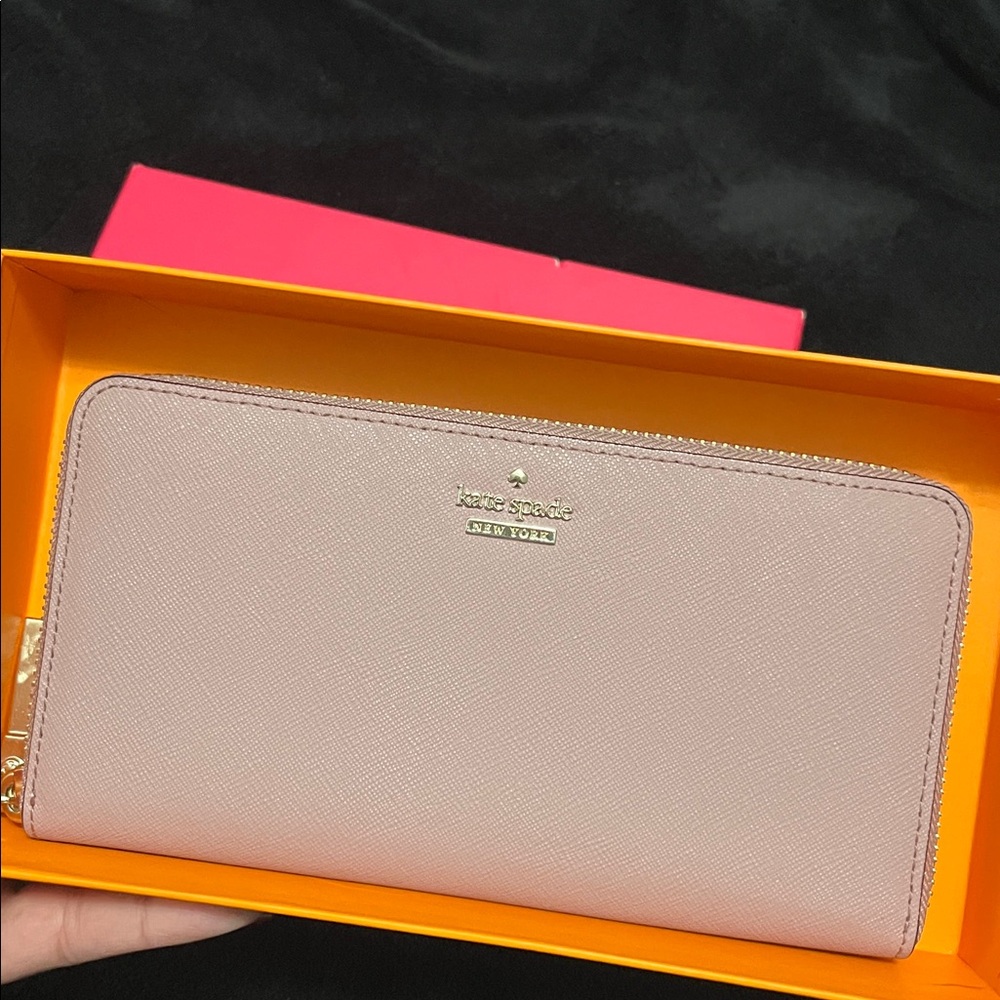 Kate Spade Blush Wallet with Gold Accents